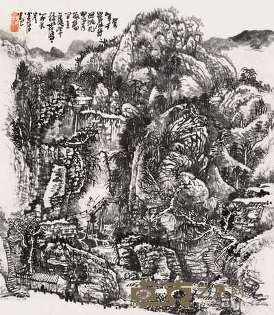 黄秋园 1965年作 板桥闲立 立轴 67.5×59cm